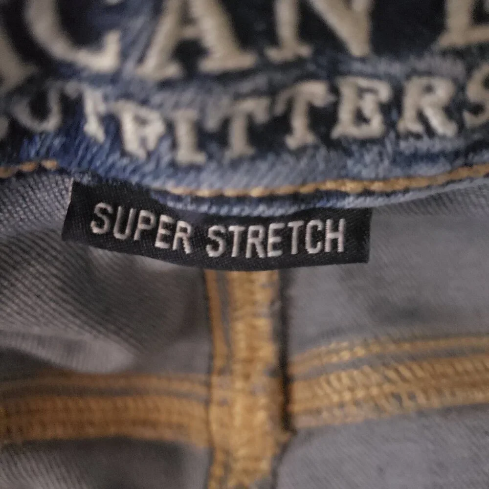 American Eagle Size 10 Long Super High Rise Stretch Jegging Jeans Blue Denim - Picture 8 of 11